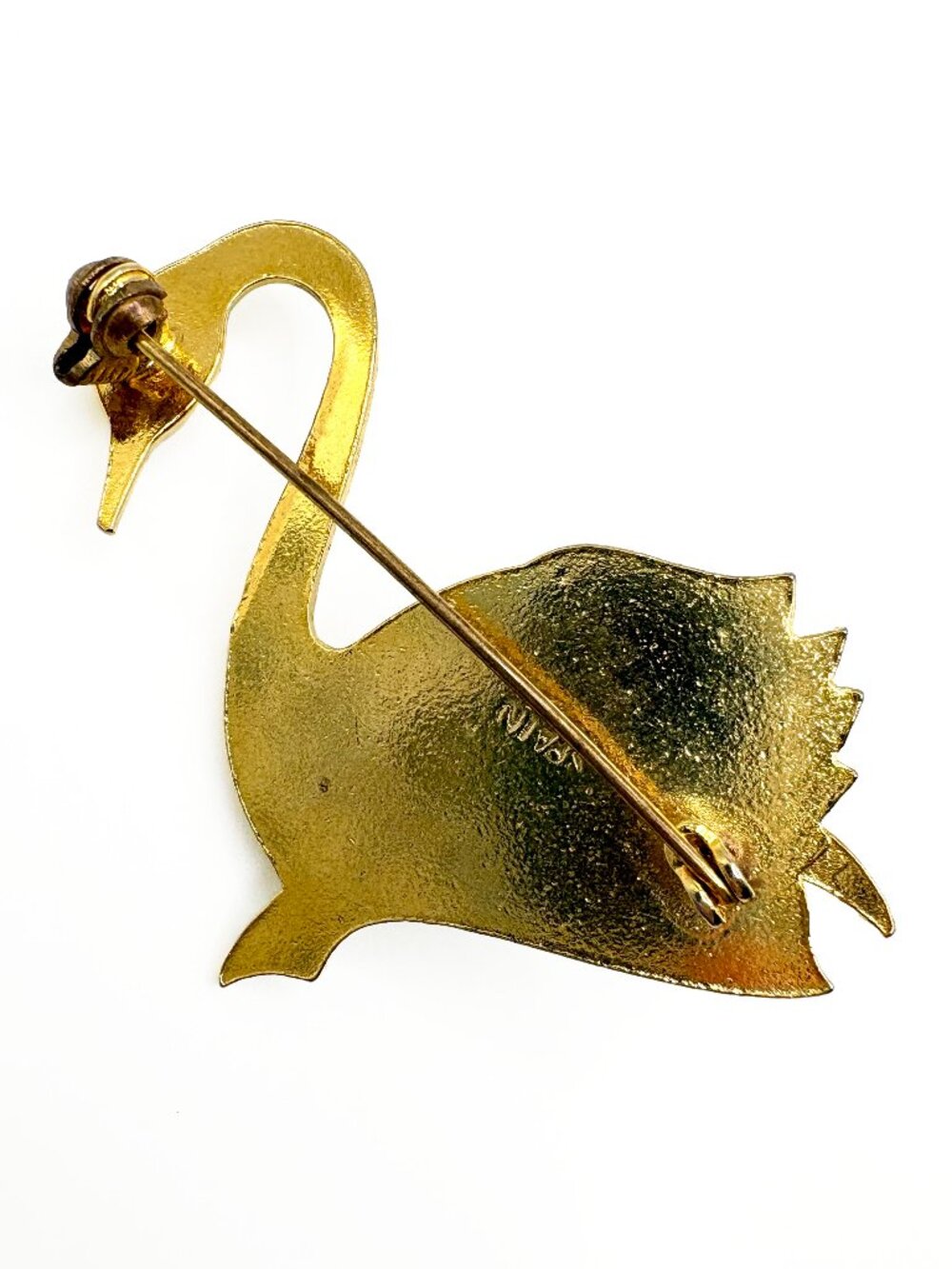 Vintage Swan Damascene Marbled Glass Jelly Belly Brooch - Picture 6 of 8